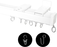 Ceiling Curtain Track, Ceiling Wall Mount Room Divider Curtain Track Rods Heavy Duty Ceiling Track Curtain Rail, RV Ceiling Track for Curtains with Rollers Hooks Clips for 12ft, White