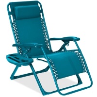 Monochromatic Zero Gravity Patio Chair Recliner w/ Side Tray, Headrest