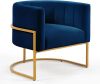 Navy Modern Velvet Upholstered Barrel Chair