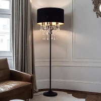 Wellmet Drum Shade Black Crystal Floor Lamp