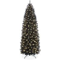 6' Pre-Lit Black Artificial Pencil Holiday Tree