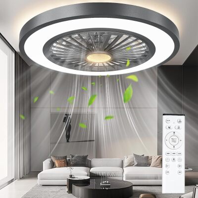 22'' Ceiling Fans with Lights and Remote, DC Motor Stepless Dimmable Ceiling Fans with Night Light