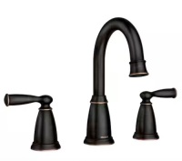 Moen&nbsp;Banbury 8 in. Widespread Double Handle High-Arc Bathroom Faucet in Mediterranean Bronze (Valve Included)