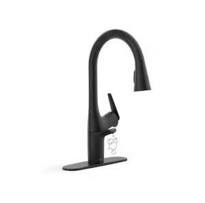 Kohler Safia 1-Handle Pull Down Sprayer Kitchen Faucet with Integrated Soap Dispenser in Matte Black