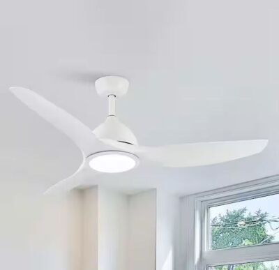 52 in. Indoor Integrated LED Modern Matte White Propeller Ceiling Fan with Light and 6-Speed Remote Control