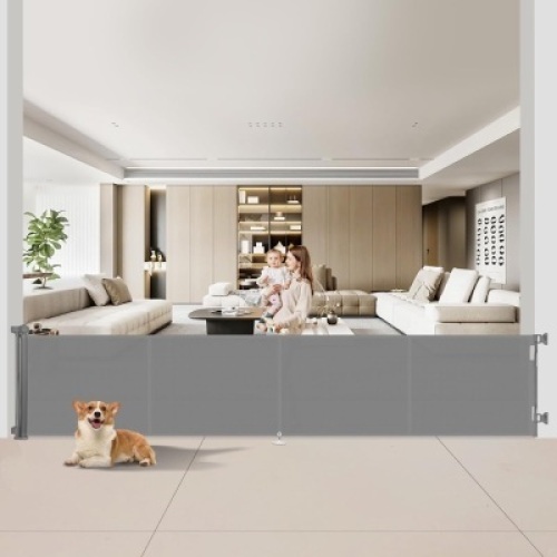 Upgrade 200 inch Retractable Baby Gates Extra Wide with Reinforced Strip Design to Prevent Crawling Through