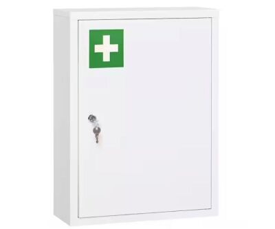 kleankin Rectangular White Steel Surface Mount Medicine Cabinet Without Mirror 16 in. W x 21 in. H
