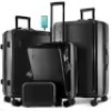 TRAVELARIM 4-Piece Black Nested Hard Luggage Set
