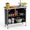 VINGLI 2-Tier Aluminum Portable Camping Folding Table with Removable Oxford Cloth Carrying Bag