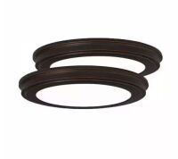 Commercial Electric&nbsp;13 in. Oil Rubbed Bronze Color Changing LED Ceiling Flush Mount, 2-Pack