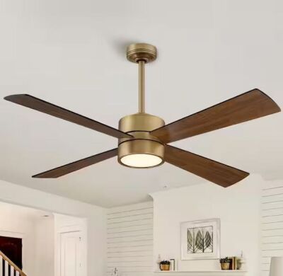 IHOMEadore 52 in. Indoor Integrated LED Natural Brass Ceiling Fan with Light and Remote Control