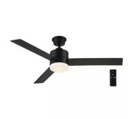 Hampton Bay&nbsp;Madison 52 in. Indoor Matte Black Ceiling Fan with Adjustable White Integrated LED with Remote Included