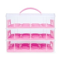 3-Tier Cake and Cupcake Holder Carrier Container Tray w/Detachable Tiers