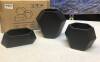 3 Piece Ceramic Geometric Flower Pot Set, Black - Appears New&nbsp;