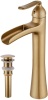 Wovier Brushed Gold Single Handle Waterfall Bathroom Sink Faucet w/ Supply Hoses and Drain