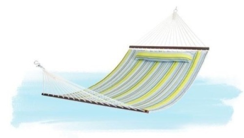 2-Person Indoor Outdoor Brazilian-Style Cotton Double Hammock Bed w/Carrying Bag, Steel Stand