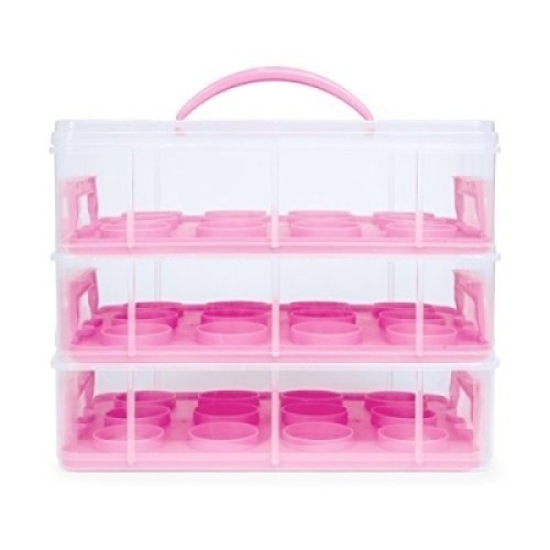 3-Tier Cake and Cupcake Holder Carrier Container Tray w/Detachable Tiers