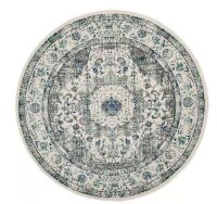 SAFAVIEH&nbsp;Evoke 9 ft. x 9 ft. Gray/Ivory Round Border Medallion Distressed Area Rug