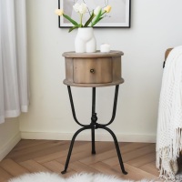 Samguyue Round End Table, wood 