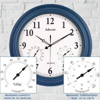 Thermometer and Hygrometer Combo, Waterproof Metal Wall Clock, Large Display Silent Non Ticking Battery Operated