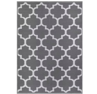 Lot of (2) Beverly Rug 10 X 13 Grey White Lightweight Moroccan Trellis Reversible Plastic Indoor Outdoor Area Rug
