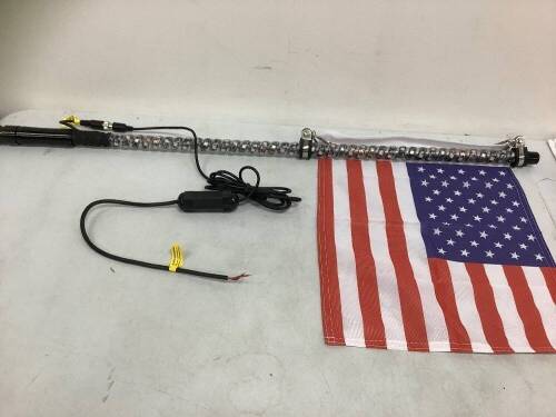 3' Color LED Lighted Pole w/ Flag, E-Comm Return Missing Remote, Sold As-is