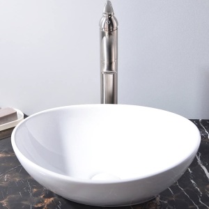 KINGO HOME Above Counter White Porcelain Ceramic Bathroom Vessel Sink. 16"L x 13"W x 5.5"H. NEW 