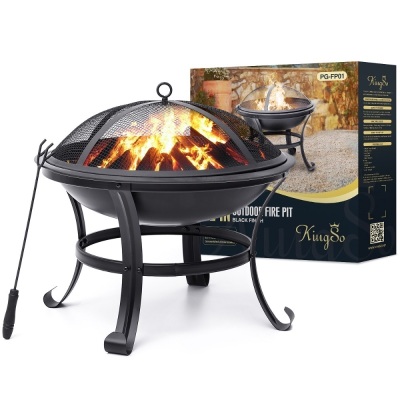 KingSo 22" Fire Pit with Mesh Spark Screen 
