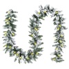 Lot of (2) 9ft Pre-Lit Snow Flocked Artificial Christmas Garland Decoration w/ 100 Clear LED Lights