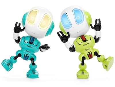 Lot of (4) Samesies Mini Talking Toy Robots w/ Interactive Voice Changer & Recorder, Posable Limbs 