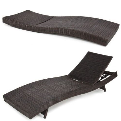Outdoor Patio Furniture Wicker Rattan Adjustable Pool Chaise Lounge Chair