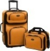 U.S. Traveler Rio Rugged Fabric Expandable Carry-On Luggage Set, Mustard/Orange, 2-Piece. Appears New