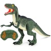 Lot of (2) 21in Walking Remote Control Velociraptor Dinosaur RC Toy w/ Light-Up Eyes, Sounds 
