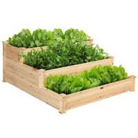 Wooden Raised Vegetable Garden Bed 3 Tier Elevated Planter Kit Outdoor Gardening