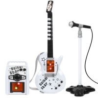 Kids Electric Musical Guitar Toy Play Set w/ 6 Demo Songs, Whammy Bar, Microphone, Amp, AUX