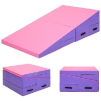 71x30x14in Kids Folding 2-Panel Cheese Wedge Incline Gym Mat for Tumbling w/ Handles&nbsp;