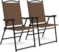 Outdoor Mesh Fabric Portable Folding Sling Back Chairs, Set of 2&nbsp;