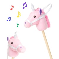 38in Kids Stuffed Plush Pretend Giddy Up Unicorn Stick w/ Fun Sounds, Self-Fastening Strap&nbsp;