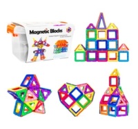 64-Piece Kids Magnetic Building Block Tiles Set w/ Carrying Box&nbsp;