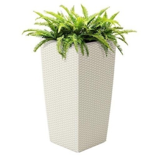 11x11-inch Self-Watering Mobile Wicker Design Planter for Indoor Outdoor