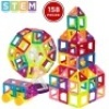 Lot of (2) 158-Piece Kids Mini Clear Magnetic Building Block Tile Toy Set for Education, STEM  