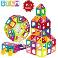 Lot of (2)&nbsp;158-Piece Kids Mini Clear Magnetic Building Block Tile Toy Set for Education, STEM&nbsp;&nbsp;