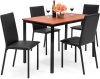 Rectangle Dining Table Furniture Set w/ 4 Faux Leather Chairs, 5-Piece, Black. Appears New