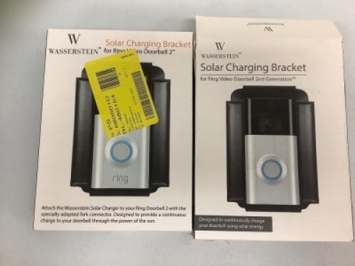 Lot of (2) Solar Charging Bracket for Ring Video Doorbell 2nd Generation, Appears New, Sold as is