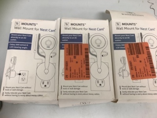 Lot of (3) Wall Mount for Nest Cam, Appears New, Sold as is