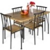 5-Piece Modern Metal and Wood Dining Table Furniture Set w/ 4 Chairs. Appears New