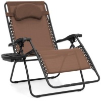 Oversized Reclining Zero Gravity Chair Lounger w/ Cup Holder, Pillow. Appears New