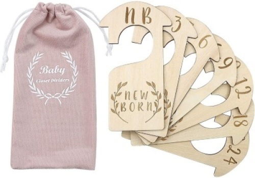 Lot of (10)&nbsp;Premium Wood Baby Closet Dividers, Newborn to 24 Month,&nbsp;Set of 7
