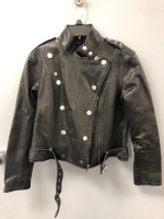 Ralph Lauren Womens 100% Cow Leather Jacket, M, New w/ 2 missing button caps, Sold as is