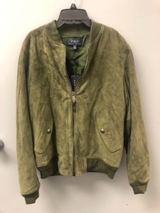 Polo Ralph Lauren Mens Suede Bomber Jacket, M, Appears New w/ Stain on Right Shoulder, Sold as is